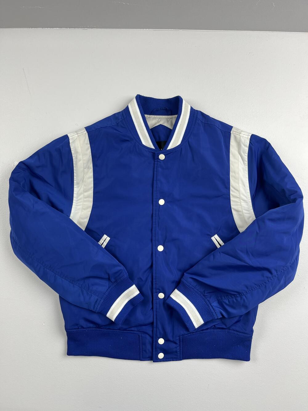 LCKR Jacket Mens Small Blue Varsity Quilted Insulated Snap Microfiber Bomber